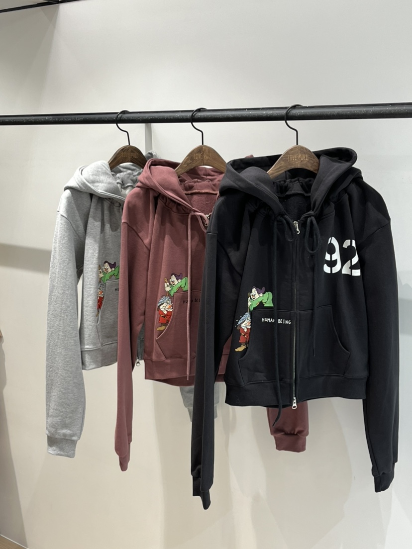 LOVE PULL韓國代購㊣女裝新品熱賣25秋冬休閑夾克連帽拉鏈衫LOVE PULL夾克
