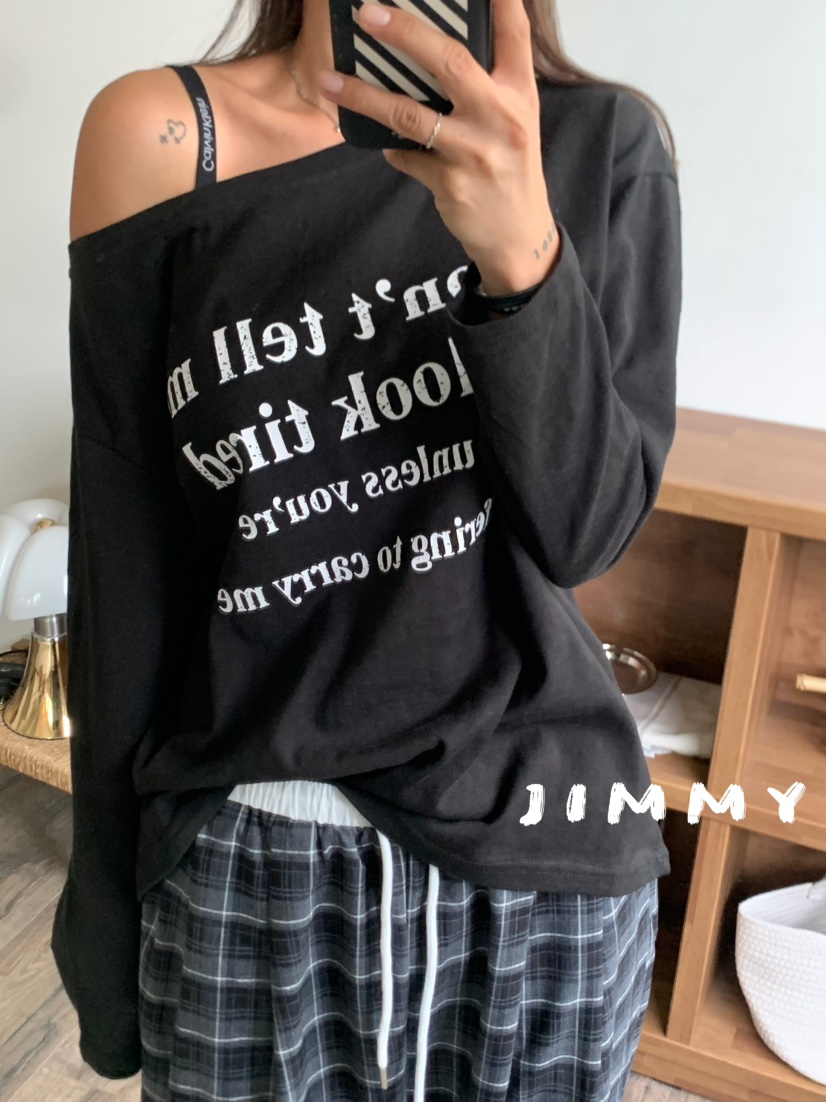 JIMMY東大門㊣實拍女裝新品推薦25秋冬真品休閑時尚長袖T恤JIMMY/REMAKE長袖T恤圖色3