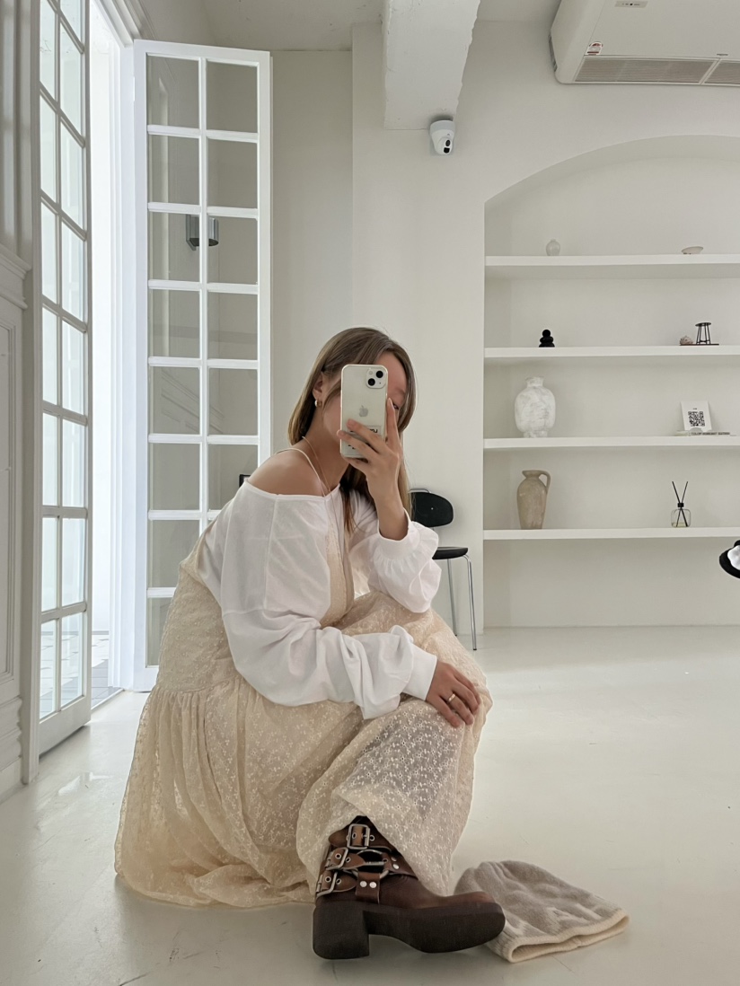 LOVE PULL韓國直郵㊣女士新品人氣25秋冬連衣裙不含內搭刺繡LOVE PULL連衣裙