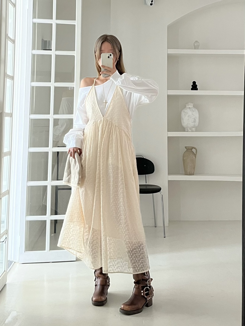 LOVE PULL韓國直郵㊣女士新品人氣25秋冬連衣裙不含內搭刺繡LOVE PULL連衣裙圖色1