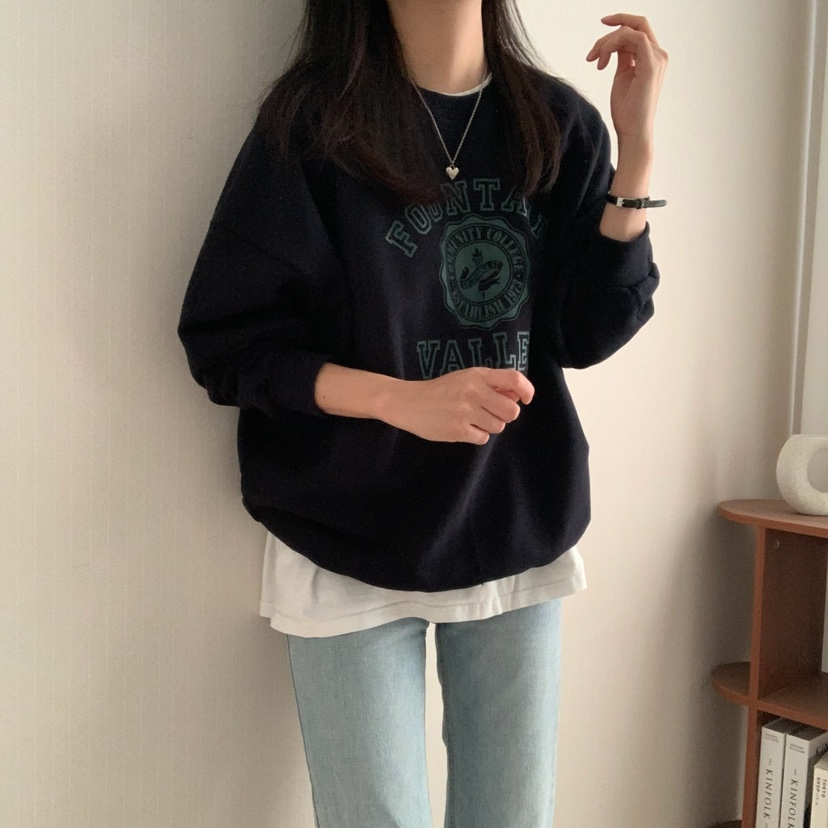 HELLO JINI韓國代購㊣女裝新品休閑25秋冬時尚職業熱賣衛衣HELLO JINI衛衣