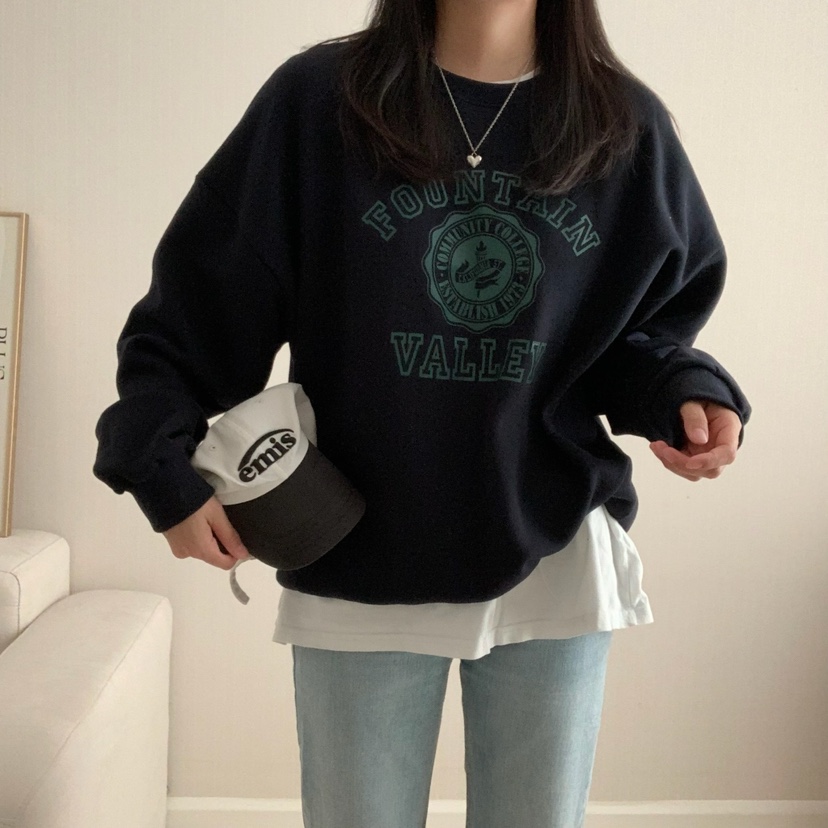 HELLO JINI韓國代購㊣女裝新品休閑25秋冬時尚職業熱賣衛衣HELLO JINI衛衣