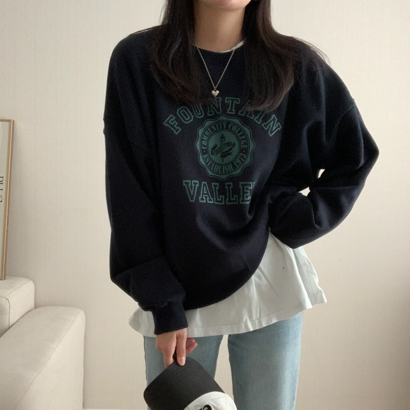 HELLO JINI韓國代購㊣女裝新品休閑25秋冬時尚職業熱賣衛衣HELLO JINI衛衣圖色1