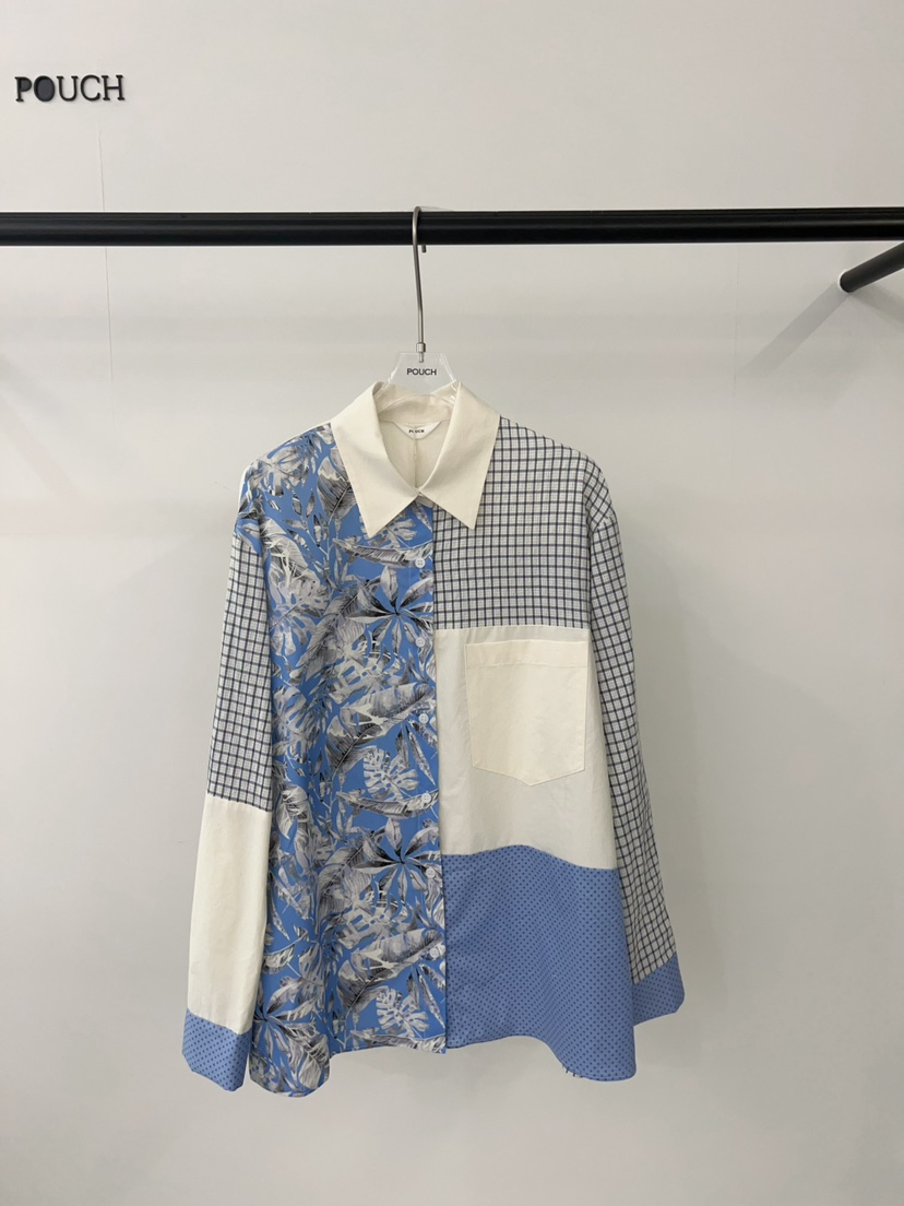 POUCH韓國直郵㊣女士新品25秋冬時尚熱賣真品職業襯衫蕾絲衫POUCH襯衫/蕾絲衫圖色1