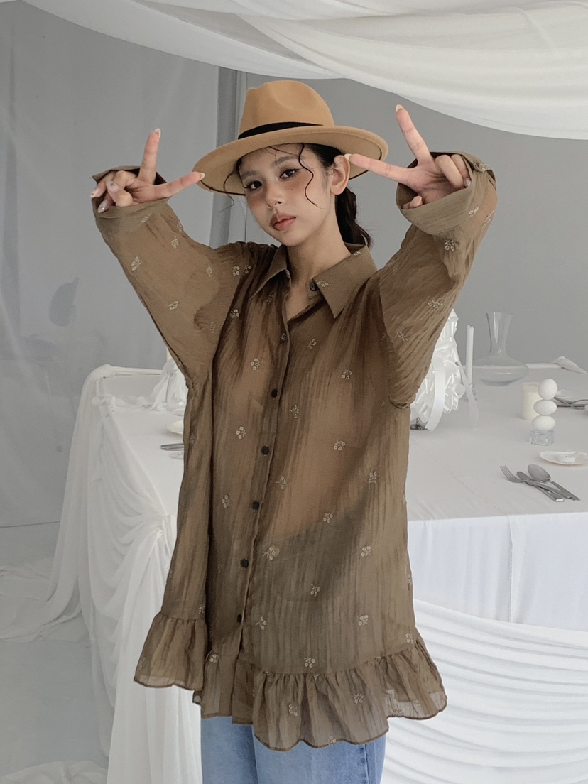 LIVE AID-P韓國代購㊣女裝新款時尚真品休閑人氣襯衫蕾絲衫LIVE AID-P襯衫/蕾絲衫圖色3