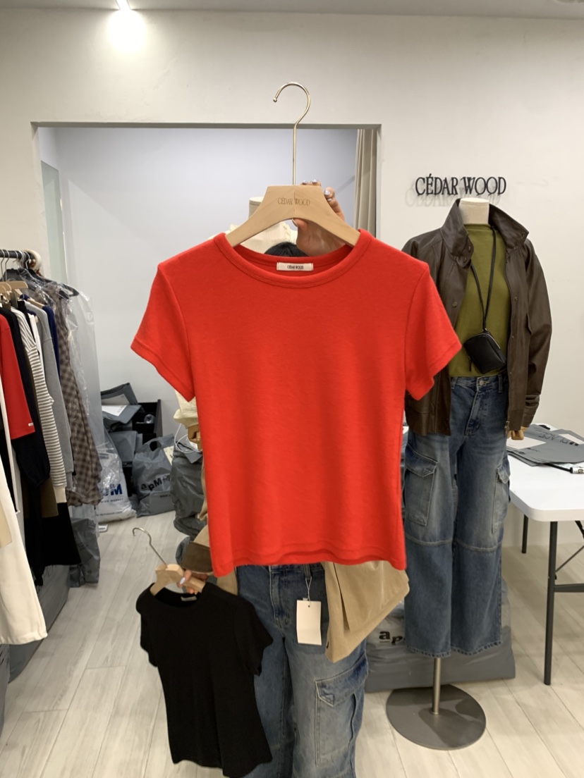 CEDARWOOD東大門㊣直郵女裝新品熱賣人氣職業T恤安哥拉羊毛CEDARWOODT恤圖色2