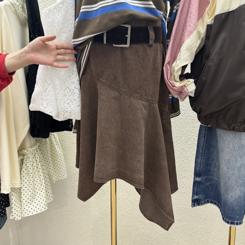 DRAWING東大門㊣實拍女士新品時尚真品半身裙中短裙不含腰帶DRAWING半身裙/中短裙圖色1