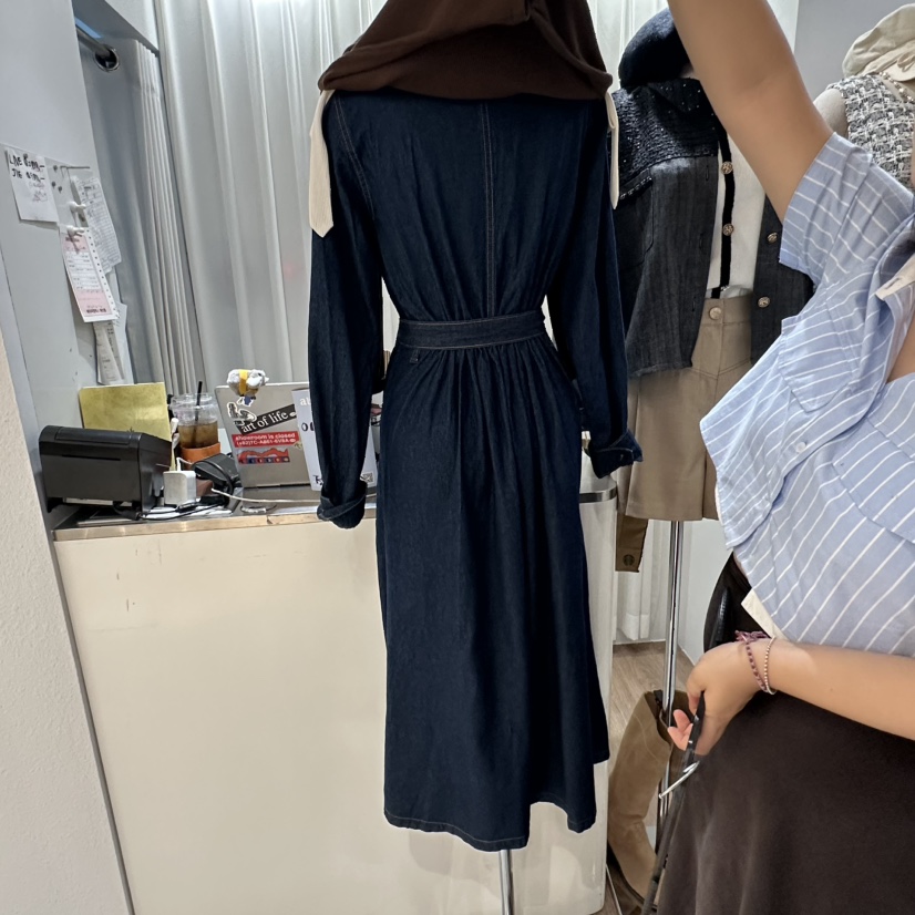 ABLESTUDIO韓國代購㊣女裝新品休閑25秋冬連衣裙含腰帶披肩ABLESTUDIO連衣裙