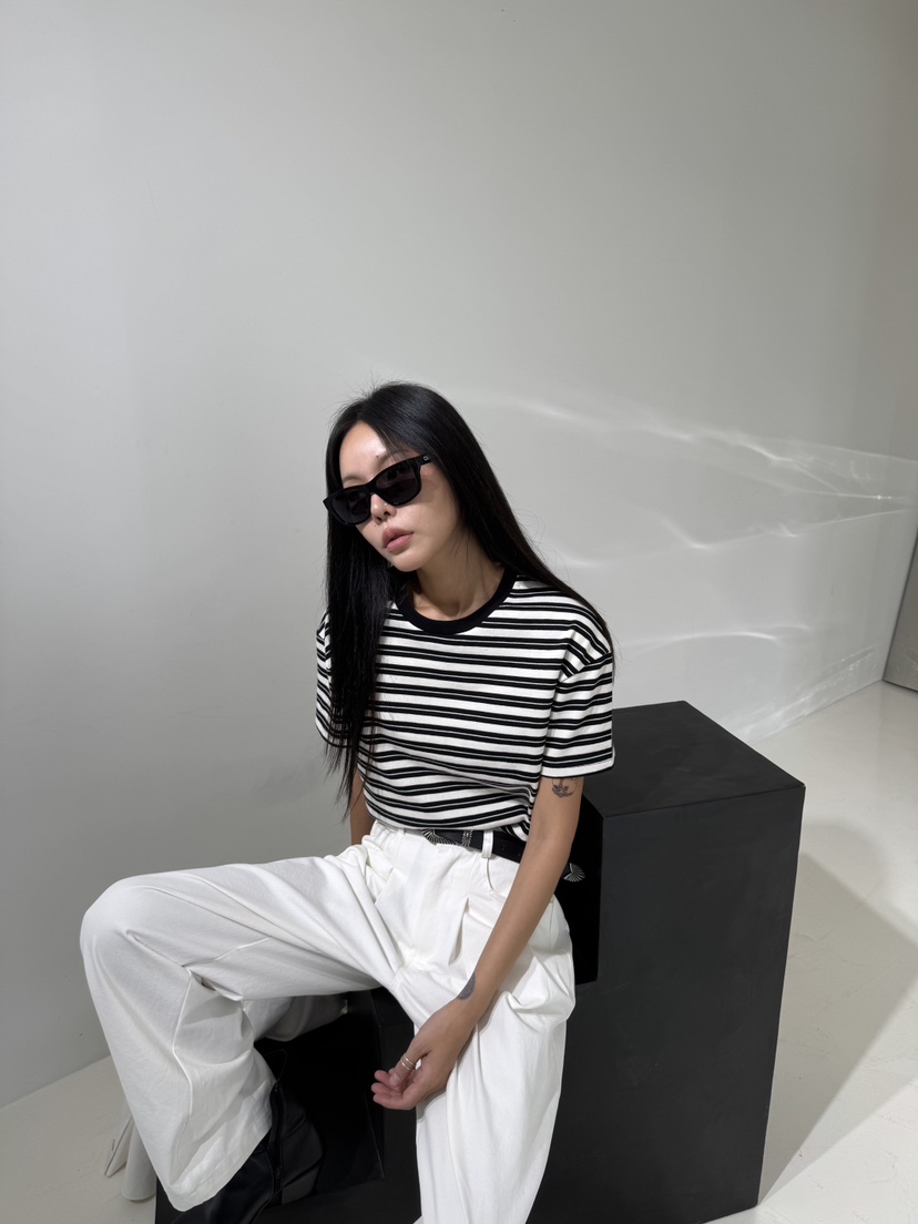 LIMLIMLIM韓國代購㊣女士新品熱賣真品職業25秋冬休閑T恤條紋LIM LIM LIMT恤