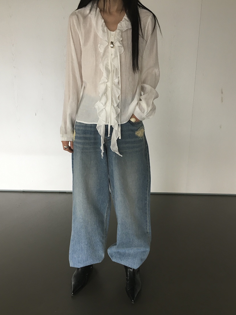 MONDAYMORING東大門㊣實拍女裝新品真品人氣襯衫蕾絲衫荷葉邊MONDAYMORING襯衫/蕾絲衫