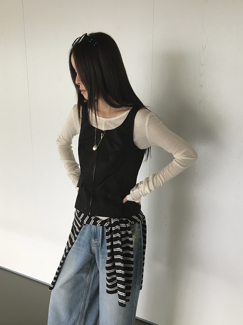 MONDAYMORING東大門㊣實拍女裝新品時尚休閑職業25秋冬馬甲拉鏈MONDAYMORING馬甲