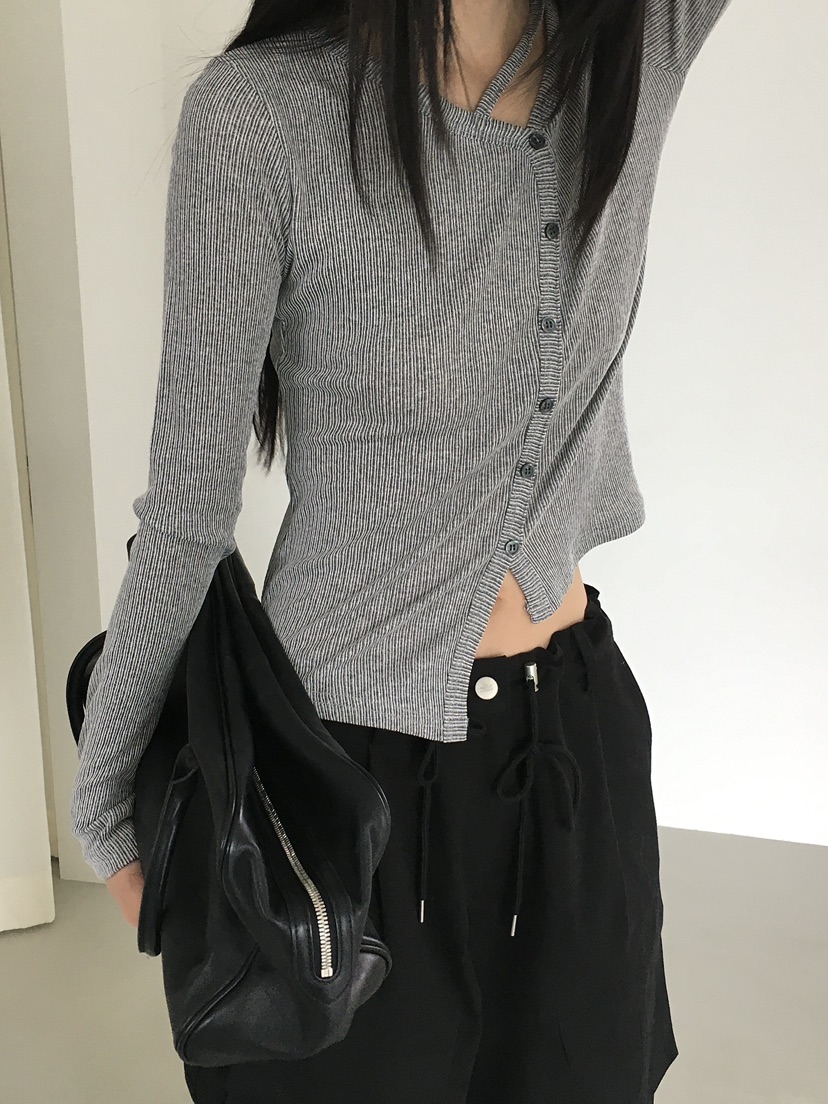 MONDAYMORING韓國代購㊣女士新款時尚人氣推薦熱賣休閑長袖T恤MONDAYMORING長袖T恤