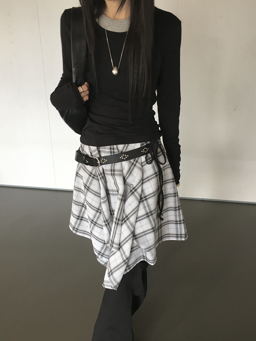 MONDAYMORING東大門㊣直郵女士新品人氣半身裙中短裙格紋半身裙MONDAYMORING半身裙/中短裙
