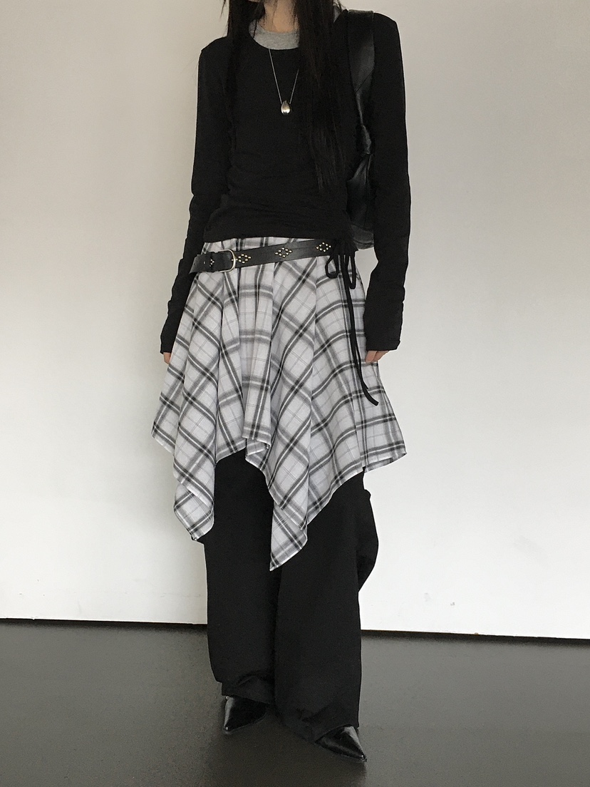 MONDAYMORING東大門㊣直郵女士新品人氣半身裙中短裙格紋半身裙MONDAYMORING半身裙/中短裙