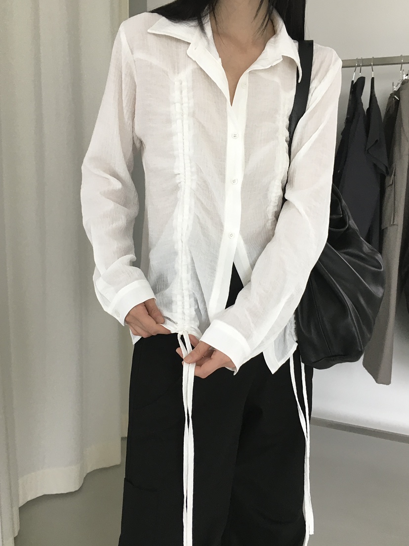 MONDAYMORING東大門㊣直郵女士新款推薦休閑襯衫蕾絲衫褶皺MONDAYMORING襯衫/蕾絲衫