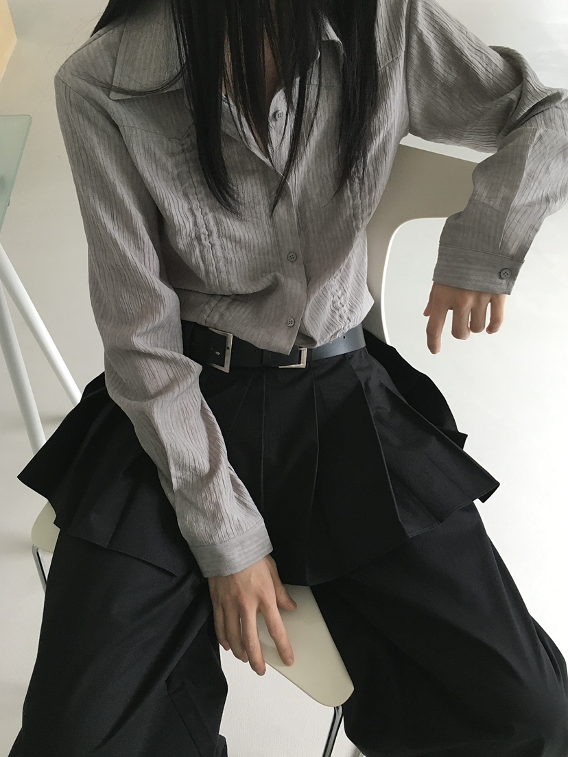 MONDAYMORING東大門㊣直郵女士新款推薦休閑襯衫蕾絲衫褶皺MONDAYMORING襯衫/蕾絲衫