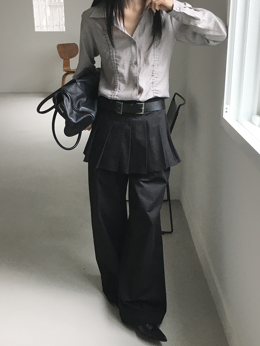 MONDAYMORING東大門㊣直郵女士新款推薦休閑襯衫蕾絲衫褶皺MONDAYMORING襯衫/蕾絲衫