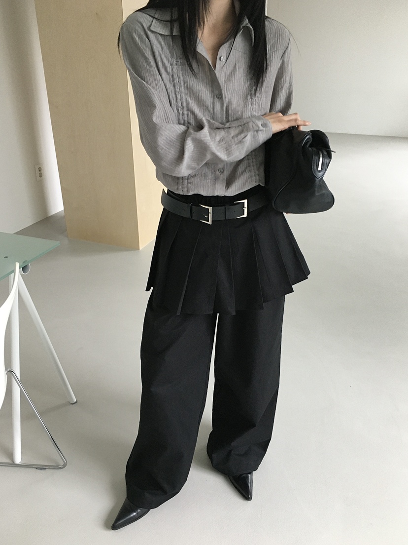 MONDAYMORING東大門㊣直郵女士新款推薦休閑襯衫蕾絲衫褶皺MONDAYMORING襯衫/蕾絲衫