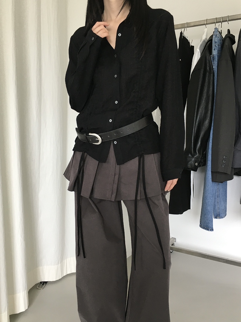 MONDAYMORING東大門㊣直郵女士新款推薦休閑襯衫蕾絲衫褶皺MONDAYMORING襯衫/蕾絲衫