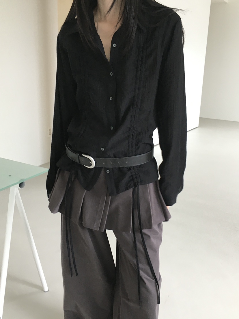 MONDAYMORING東大門㊣直郵女士新款推薦休閑襯衫蕾絲衫褶皺MONDAYMORING襯衫/蕾絲衫