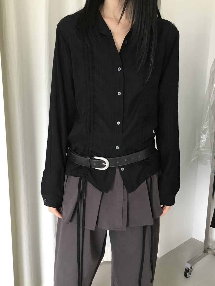 MONDAYMORING東大門㊣直郵女士新款推薦休閑襯衫蕾絲衫褶皺MONDAYMORING襯衫/蕾絲衫