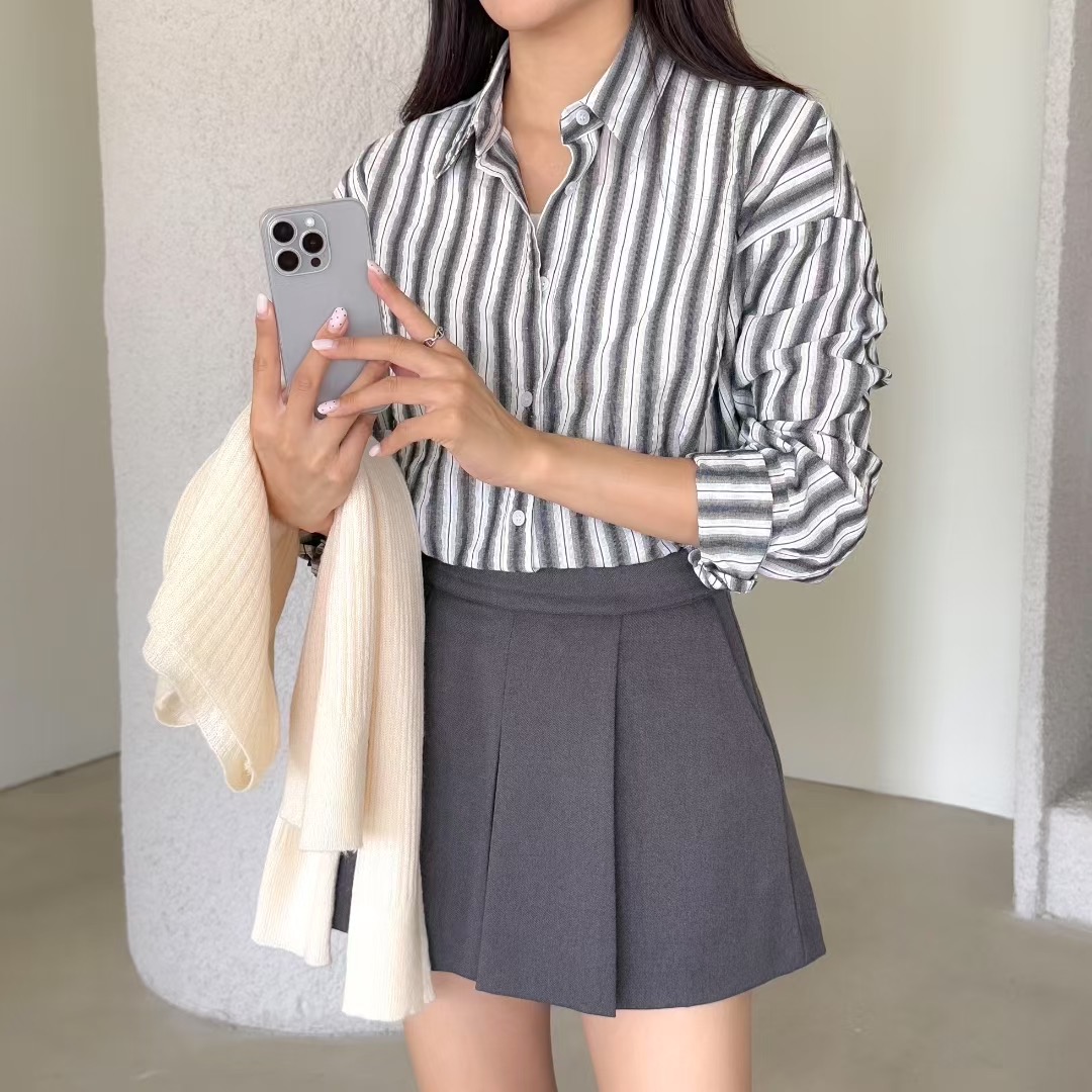 VERY GOOD東大門㊣直郵女裝新品推薦時尚25秋冬襯衫蕾絲衫VERY GOOD襯衫/蕾絲衫圖色2