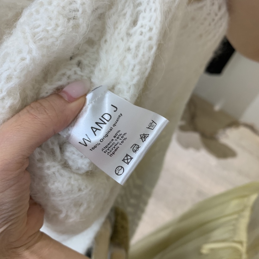 W AND J韓國直郵㊣女士新品真品休閑25秋冬時尚針織衫羊駝W AND J針織衫