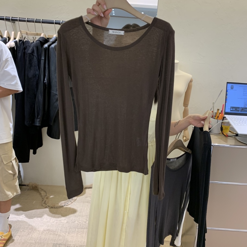 W AND J東大門㊣直郵女士新品人氣時尚25秋冬長袖T恤透視W AND J長袖T恤圖色3
