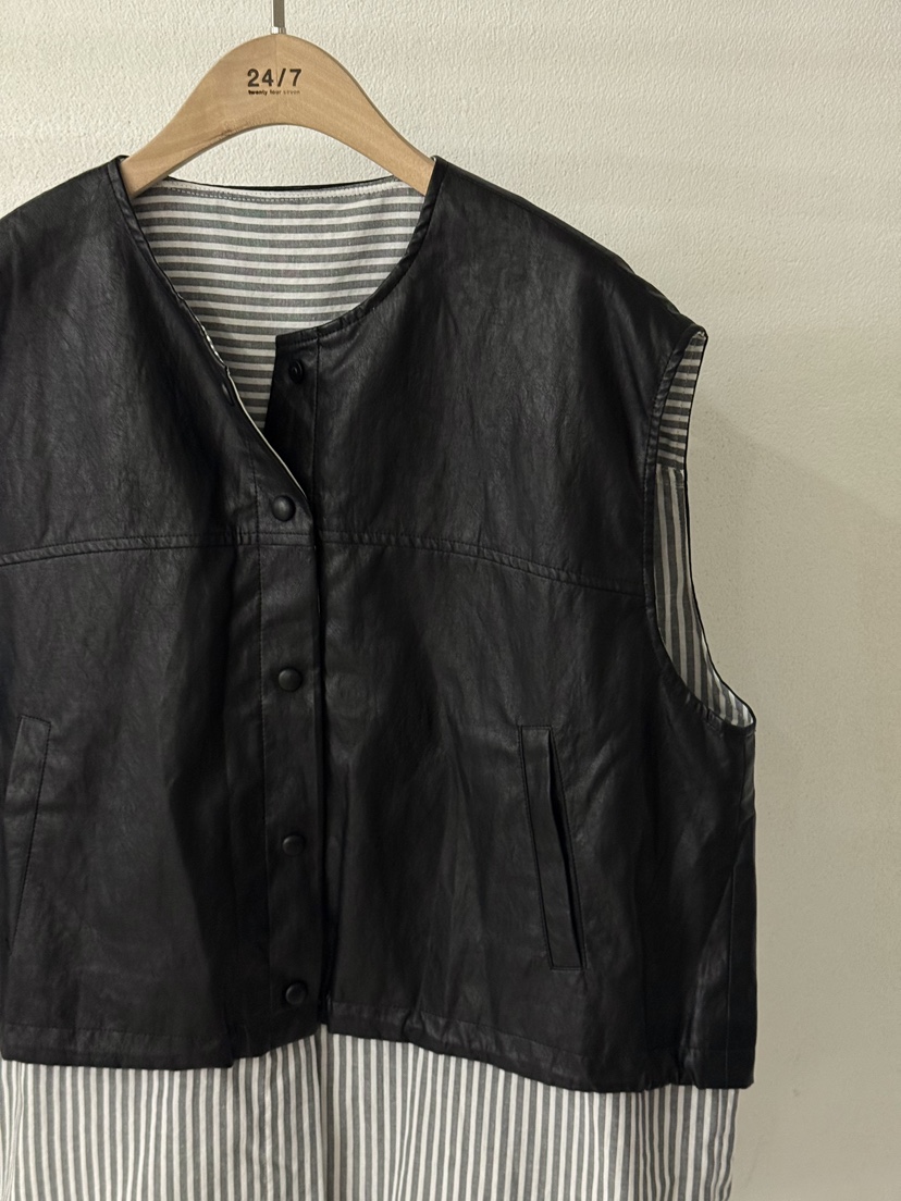 TWENTY FOUR SEVEN24-7東大門㊣直郵女裝新品25秋冬馬甲假兩件TEWNTY FOUR SEVEN24-7馬甲