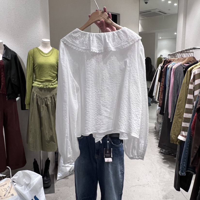 SSEMIENNE東大門㊣代購女裝新品人氣職業熱賣襯衫蕾絲衫荷葉邊SSENIQUE襯衫/蕾絲衫