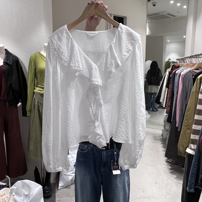 SSEMIENNE東大門㊣代購女裝新品人氣職業熱賣襯衫蕾絲衫荷葉邊SSENIQUE襯衫/蕾絲衫