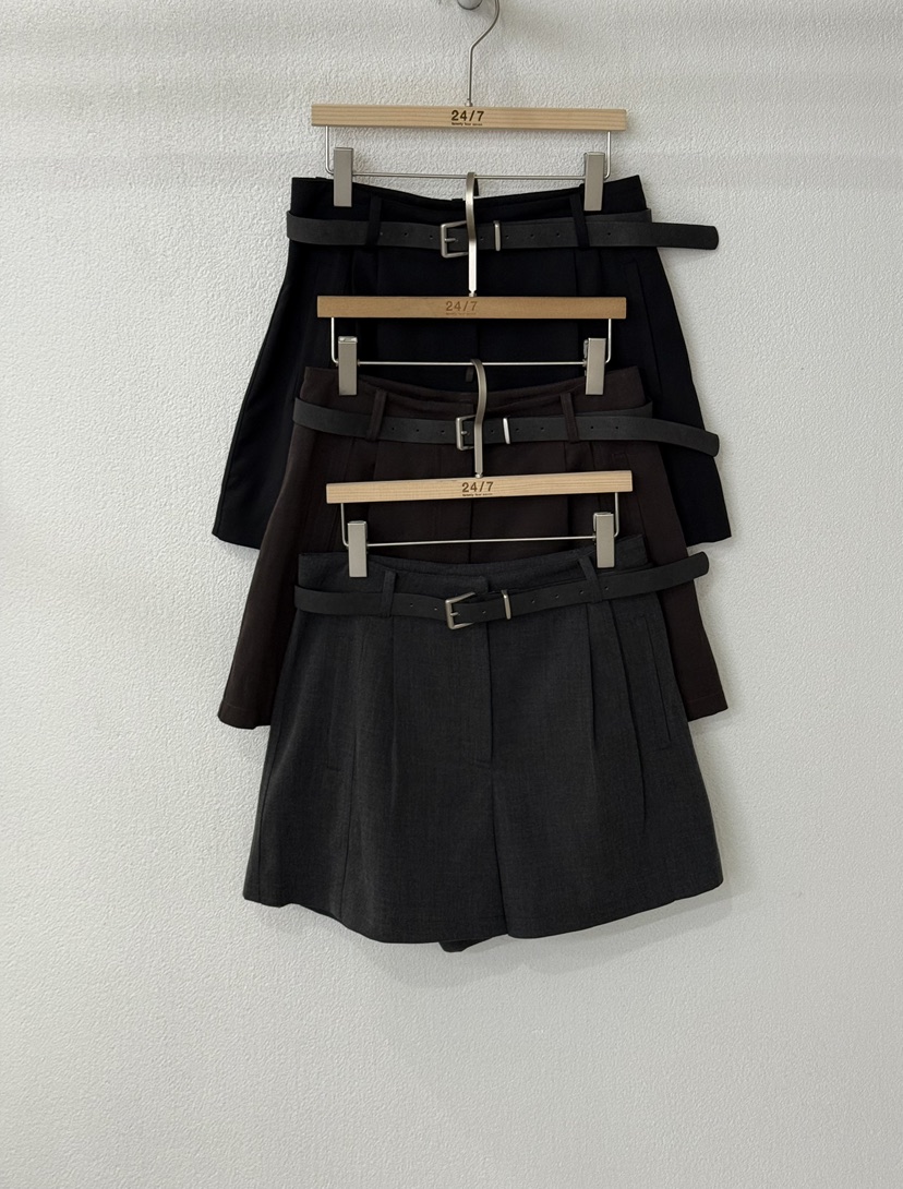 TWENTY FOUR SEVEN24-7東大門㊣直郵女裝新品推薦短褲含腰帶羊毛TEWNTY FOUR SEVEN24-7短褲