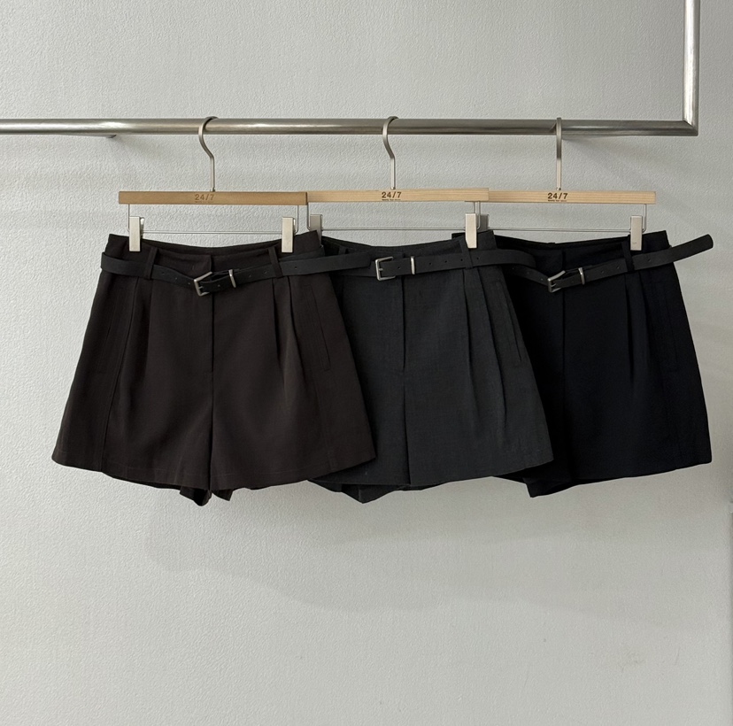 TWENTY FOUR SEVEN24-7東大門㊣直郵女裝新品推薦短褲含腰帶羊毛TEWNTY FOUR SEVEN24-7短褲