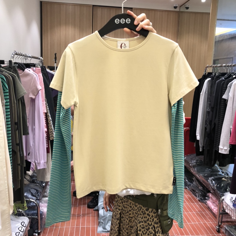 E/E/E韓國代購㊣女裝新品真品職業休閑人氣25秋冬長袖T恤E/E/E長袖T恤圖色1