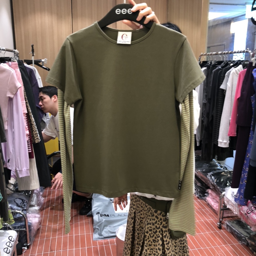 E/E/E韓國代購㊣女裝新品真品職業休閑人氣25秋冬長袖T恤E/E/E長袖T恤圖色2