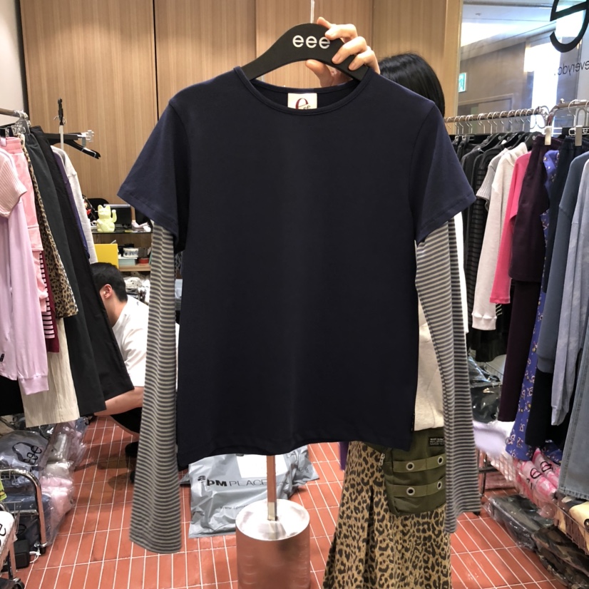 E/E/E韓國代購㊣女裝新品真品職業休閑人氣25秋冬長袖T恤E/E/E長袖T恤圖色3