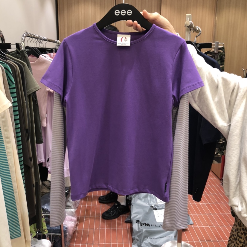 E/E/E韓國代購㊣女裝新品真品職業休閑人氣25秋冬長袖T恤E/E/E長袖T恤圖色4