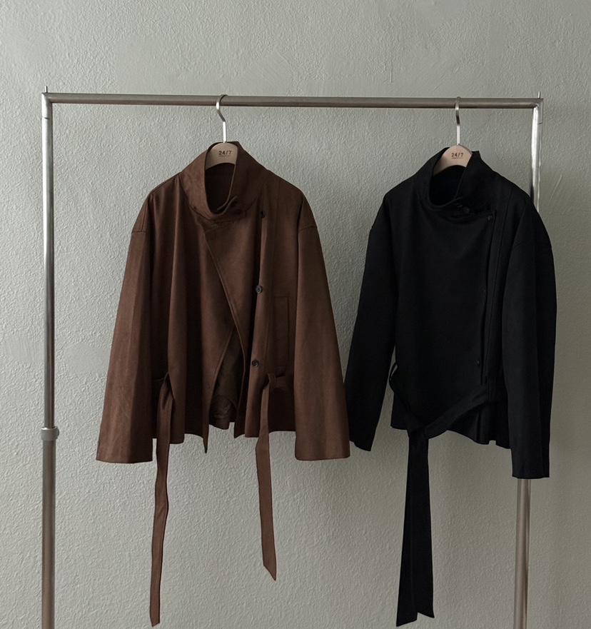 TWENTY FOUR SEVEN24-7東大門㊣實拍女裝新品25秋冬夾克含腰帶絨面革TEWNTY FOUR SEVEN24-7夾克