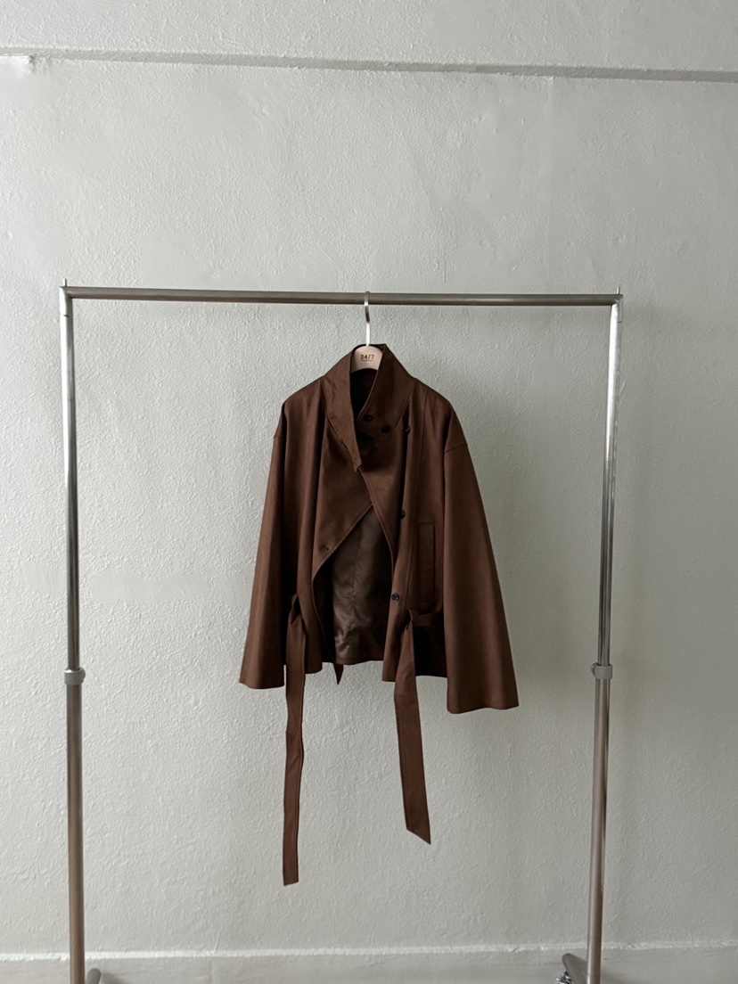 TWENTY FOUR SEVEN24-7東大門㊣實拍女裝新品25秋冬夾克含腰帶絨面革TEWNTY FOUR SEVEN24-7夾克圖色1