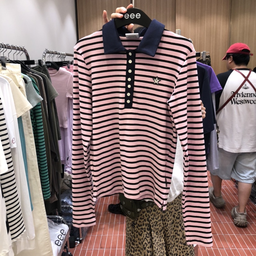 E/E/E東大門㊣直郵女士新品時尚職業休閑熱賣25秋冬長袖T恤E/E/E長袖T恤圖色1