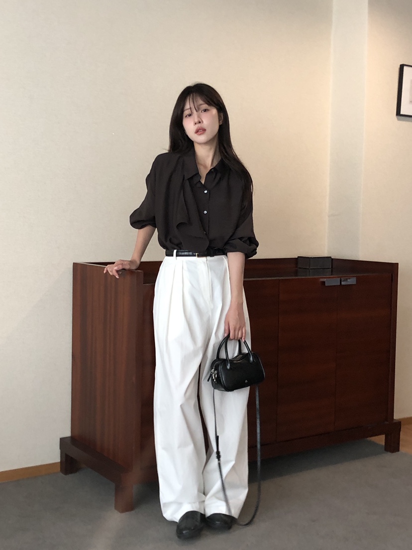 THE EYL韓國代購㊣女士新款職業休閑推薦時尚人氣襯衫蕾絲衫THE EYL襯衫/蕾絲衫