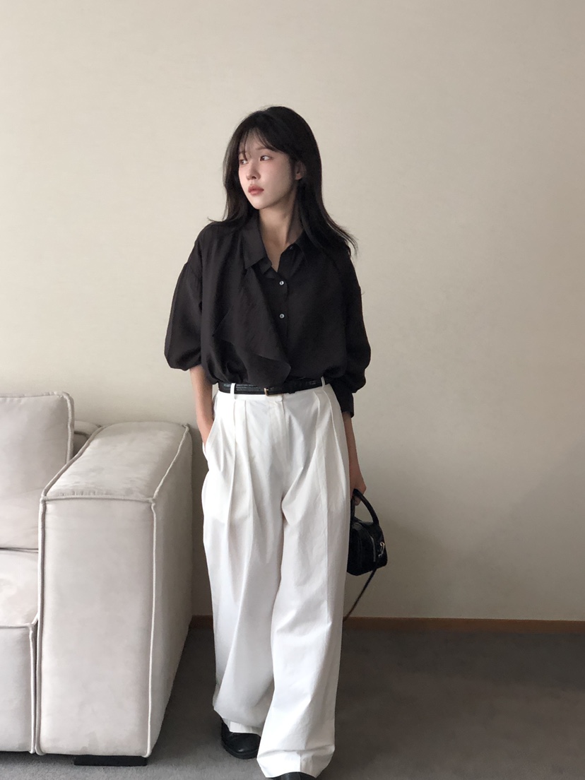 THE EYL韓國代購㊣女士新款職業休閑推薦時尚人氣襯衫蕾絲衫THE EYL襯衫/蕾絲衫