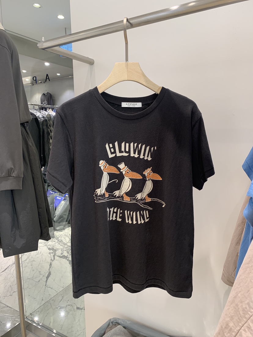A P-STUDIO韓國直郵㊣女士新品25秋冬時尚熱賣休閑推薦T恤A P-STUDIOT恤圖色2