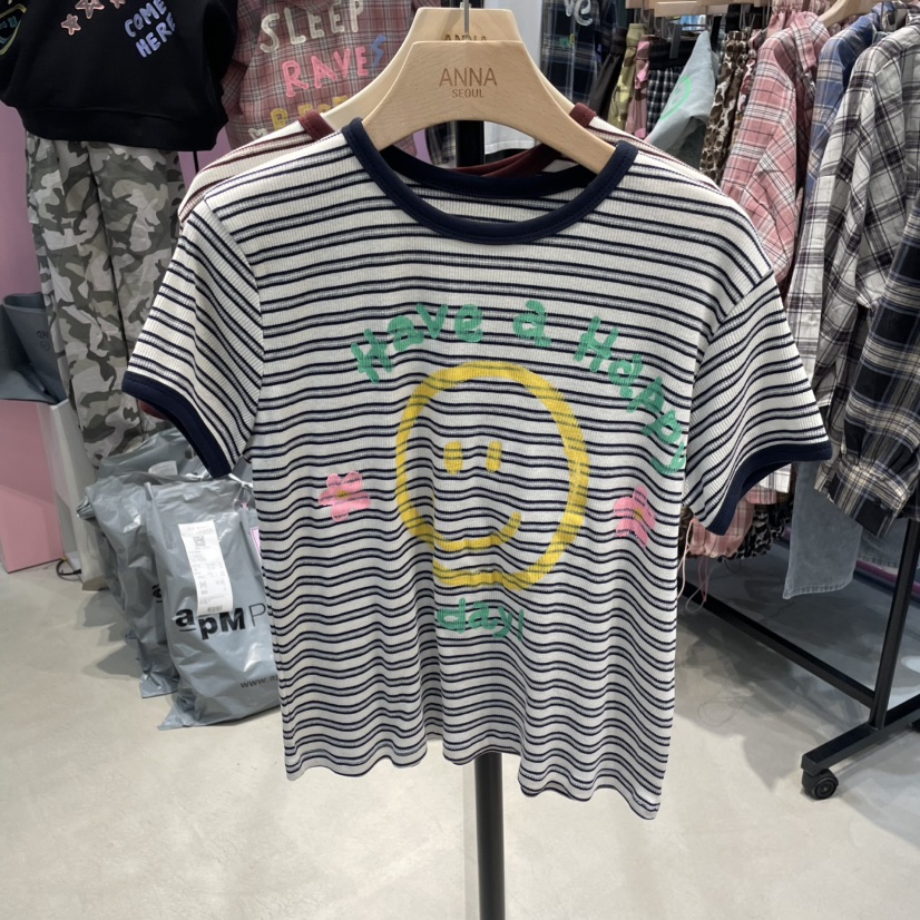 ANNA韓國直郵㊣女裝新品時尚人氣休閑推薦真品職業熱賣25秋冬T恤ANNAT恤圖色1