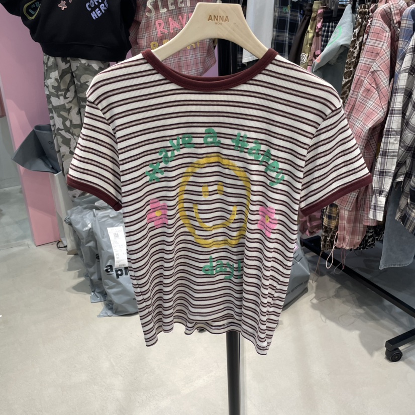 ANNA韓國直郵㊣女裝新品時尚人氣休閑推薦真品職業熱賣25秋冬T恤ANNAT恤圖色2
