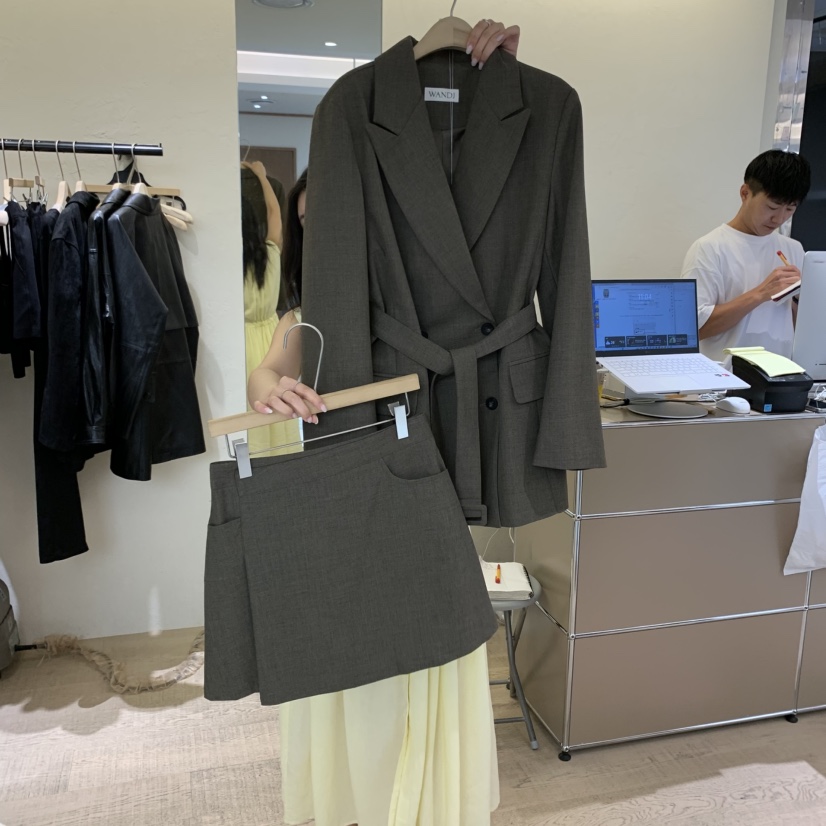 W AND J韓國直郵㊣女裝新品25秋冬推薦職業時尚夾克含腰帶W AND J夾克