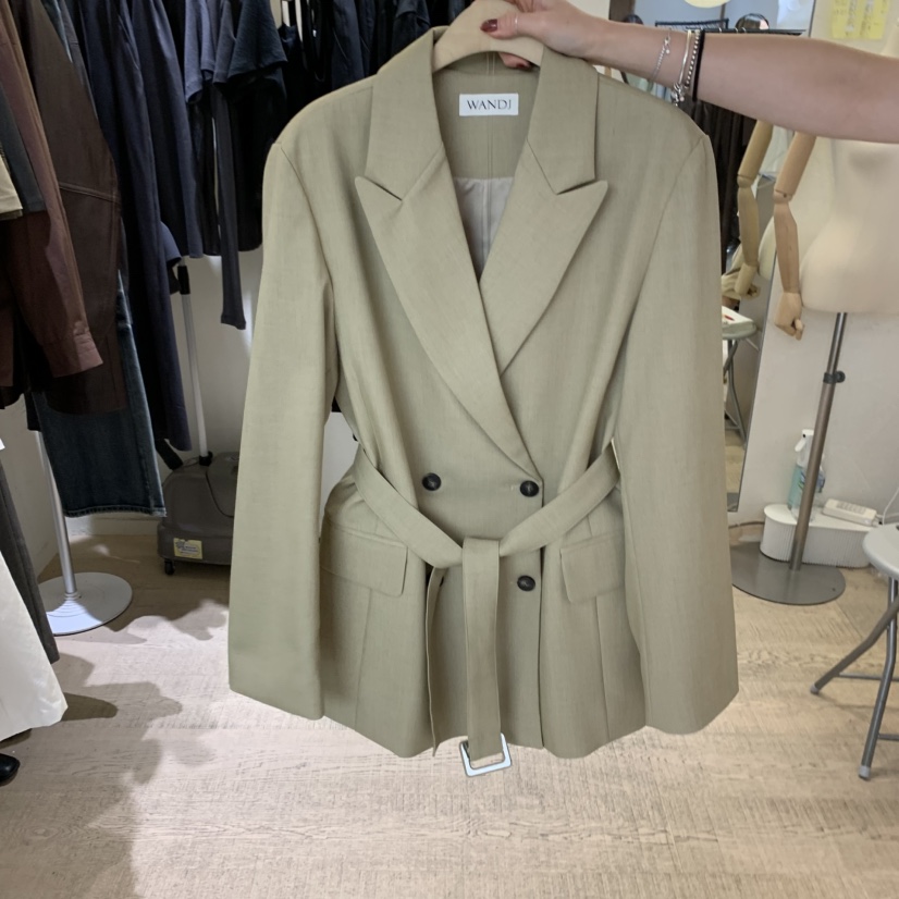 W AND J韓國直郵㊣女裝新品25秋冬推薦職業時尚夾克含腰帶W AND J夾克圖色2