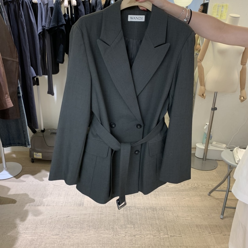 W AND J韓國直郵㊣女裝新品25秋冬推薦職業時尚夾克含腰帶W AND J夾克圖色3