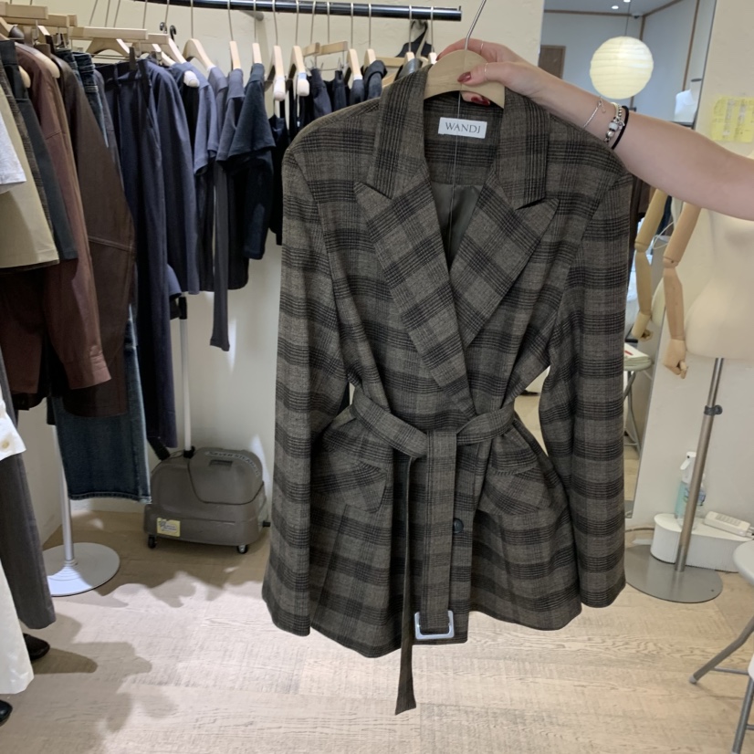 W AND J韓國直郵㊣女裝新品25秋冬推薦職業時尚夾克含腰帶W AND J夾克圖色4