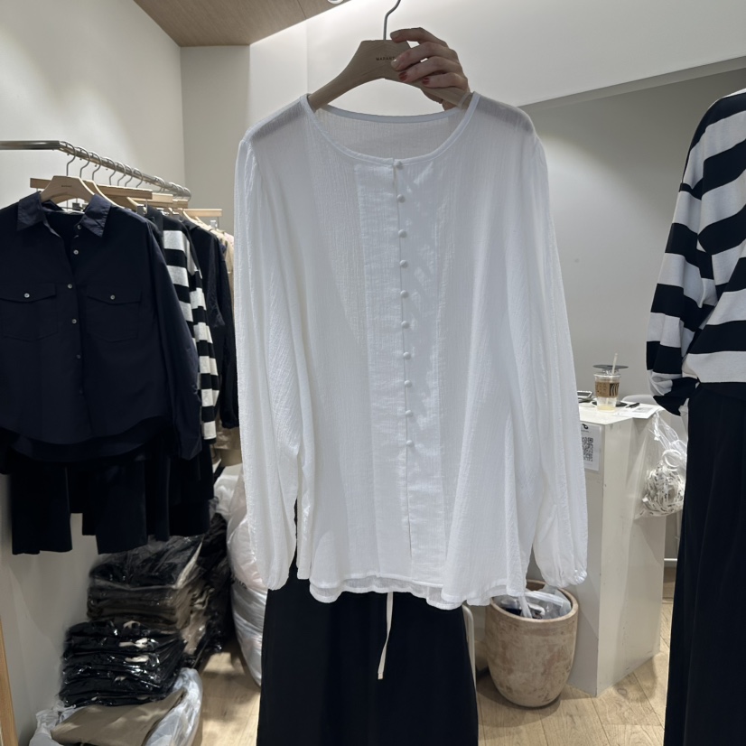 MARANT韓國直郵㊣女士新款休閑25秋冬職業時尚襯衫蕾絲衫紐扣MARANT襯衫/蕾絲衫圖色1